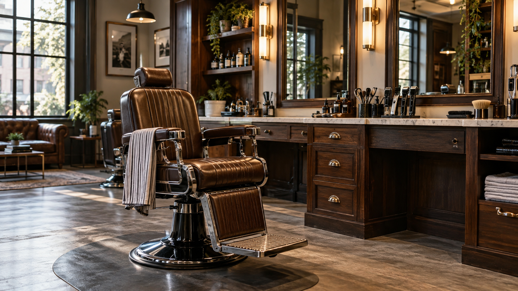 Barber chair in a modern shop
